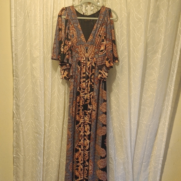 Free People Printed Fern Maxi Party Dress - 2 - Picture 4 of 14